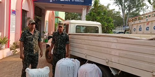 ପିକ୍ ଅପ୍ ଭ୍ୟାନ୍ ସହ ଲକ୍ଷାଧିକ ଟଙ୍କାର ଗଞ୍ଜେଇ ଜବତ