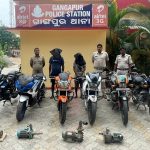 Read more about the article ଦୁଇ ମୋଟରସାଇକେଲ୍ ଚୋର ଗିରଫ ; ଛଅ ବାଇକ୍ ଏବଂ ପାଣି ପମ୍ପ୍ ଜବତ