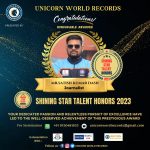 Read more about the article पत्रकार सतीश कुमार दाश को “शाइनिंग स्टार टैलेंट ऑनर 2023 अवार्ड”।