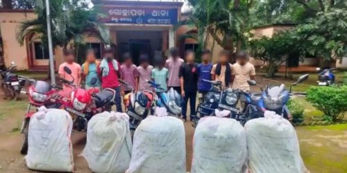 ଗଞ୍ଜେଇ ସହ ୧୦ଜଣ ଗିରଫ,: ୬ ବାଇକ ଜବତ